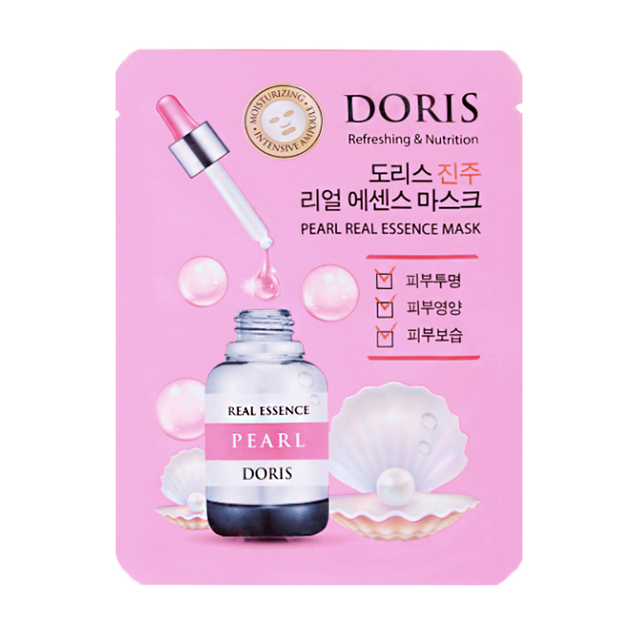 Ампульна тканинна маска для обличчя Doris Pearl Real Essence Mask з екстрактом перлів, 25 мл